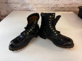 Texas Steer Black Leather Steel Toe Safety Work Boots Men's Size 13