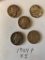 Lot of 5 Mercury Dimes 1944 P 90% Silver