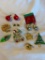 Lot of 6 Misc. Christmas Costume Brooches and 3 Pairs of Pierced Costume Earrings