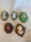 Lot of 5 Misc. Cameo and Misc. Oval Costume Brooches