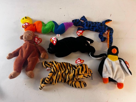 Lot of 6 Vintage Hard to Find TV Beanie Babies with tags