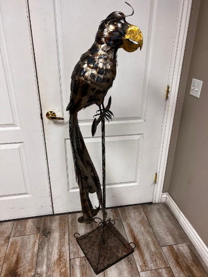 Unique Large Metal Art piece of a Full Size PARROT 5 Feet Tall