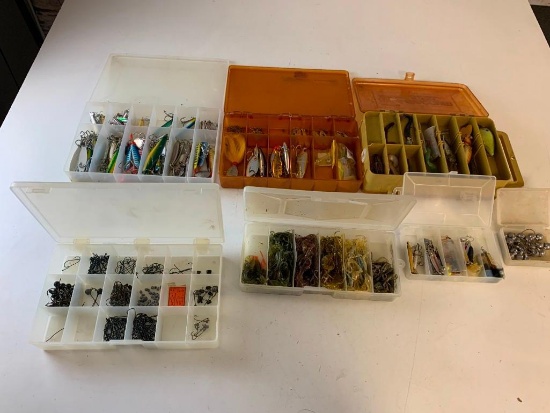 Lot of 7 Fishing tackle boxes full of Lures and Fishing Supplies
