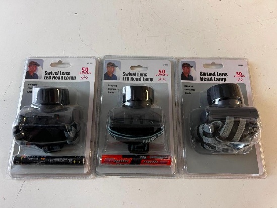 Lot of 3 Swivel Lens Head Lamp NEW Camping, Emergency, Sports