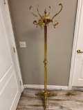 Vintage Italy Brass Lions Head Claw Foot Coat Hat Rack Hall Tree Stand