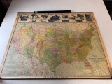 Vintage IOWA MANUFACTURING 1931 Doubles Sided Ohman's New Commercial Map Of The United States