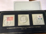 July 1, 1971 Sterling Silver Proof Postal Service Commemorative Coin with 2 Stamps