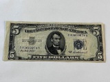 US 1953 A Series Five Dollar Blue Seal Silver Certificate Bill Note $5.00
