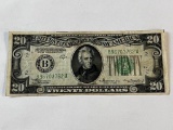 1934 A Federal Reserve Note Twenty Dollar Bill (Letter B For New York)