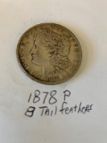 1878 P 8 Feathers Morgan Silver U.S. Dollar 90% silver