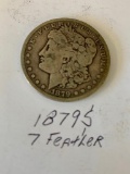 1879 S 7 Feathers Morgan Silver U.S. Dollar 90% silver