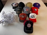 Lot of 10 Baseball Sytle Hats with Hat hanger- Broncos, Utah, Zion, BYU, Bald Eagle and others