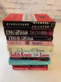 Lot of 10 Harcover Books- John Grishaw, Crichton, Krantz, Higgins Clark and others