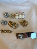 Lot of 8 Misc. Gold-Toned and Silver-Toned Costume Brooches and Pins