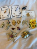 Lot of 13 Misc. Costume Brooches, Pin Brooches, and Lapel Pins