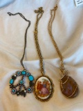 Lot of 3 Misc. Statement Costume Pendant Necklaces