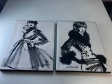 Lot of 2 Framed Fashion Prints on Canvas