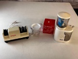 Kitchen Tools- Chefs Choice Knife Sharpener, Coffee Mill and a Measuring cup/Funnel/Batter Dispenser