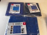 Lot of 3 HFT Blue Tarps NEW 7'x 9' and 5' x 7'
