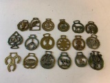 Brass horse medallions - lot of 18 Different ones