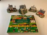 Lot of 4 Hawthorne Village Charles Wysocki Village Collection House Figurines with HC Book
