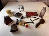 Lot of misc Antique Items- Shaving Brushes, Straight Edge Razors, Cigar Cases and more