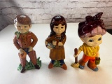Lot of 3 Ceramic Figures- Indian, Cowboy and Busy Housewife