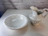 Vintage Wash Bowl & Pitcher by Francaise