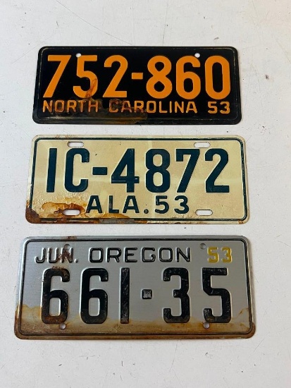 Lot of 3 Vintage 1950's Small license plates