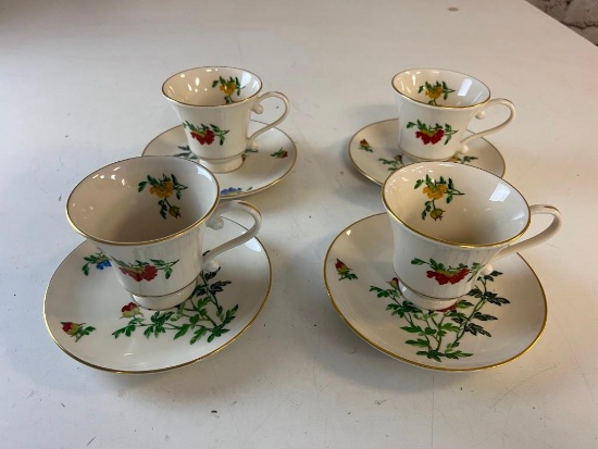 Set of 4 Woodmere Studio Tea Cup and Saucer Set