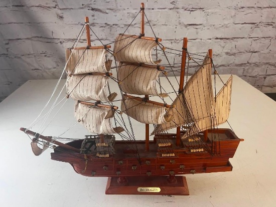 Spanish Galleon 16" Tall Wood Ship Nautical Sail Boat Yacht Mantel Display Home Decor
