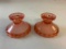 Lot of 2 Vintage Depression Glass Candle Holders