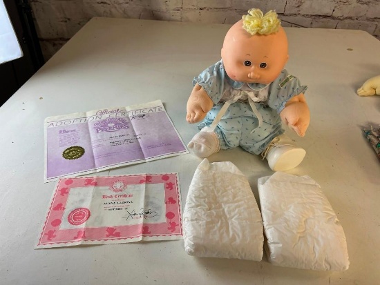Vintage 1986 Cabbage Patch Kids Preemie Blonde Hair with Birth Certificate Alana