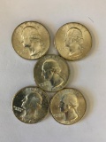 Lot of 5 1946 S Washington Quarter, 90% Silver