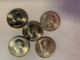 Lot of 5 1946 S Washington Quarter, 90% Silver