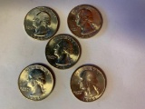 Lot of 5 1946 S Washington Quarter, 90% Silver