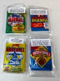 Lot of 4 Sealed Baseball Card Packs from 1990-Topps, Bowman, Score and Fleer