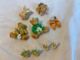 Lot of 4 Teddy Bear and Bunny Brooches and 3 Pairs of Pierced Earrings