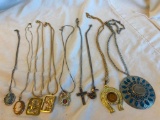 Lot of 9 Misc. Costume Chain and Pendant Necklaces