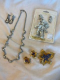 Lot of 3 Misc. Costume Jewelry Sets (1 Necklace and Earrings, and 2 Brooch and Earrings)