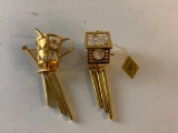 Lot of 2 Small Austria Crystal 24K Gold Plated Wind Chimes