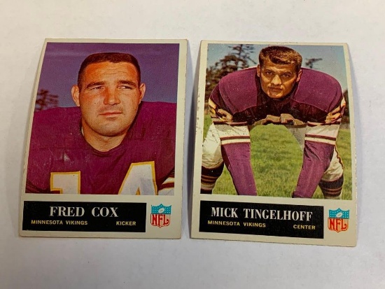 FRED COX Rookie and MICK TINGELHOFF Vikings1965 Philadelphia Football Cards