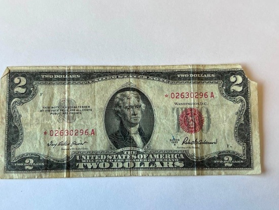 Two Dollar Silver Note 1953A.... Some rips and bent corners