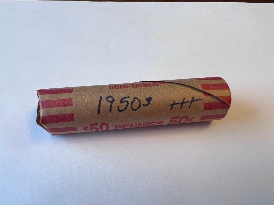 Roll of 50 1950s Wheat Pennies