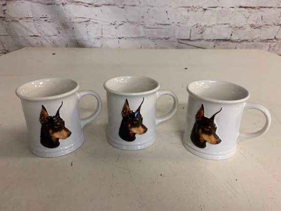 Lot of 3 Doberman Pinscher Coffee Mugs by Xpress Best Friend Originals