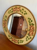 Round Mirror with Hand painted floral frame