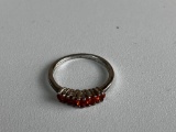 .925 Silver Ring with 5 Orange Stones 1.7 Grams Size 6.5