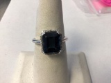 .925 Silver Size 8 Ross Simons Ring with large topaz stone, 3.67 g total weight