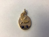 10K Gold Pendant with two sapphires stones