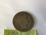 1902 P Barber Half Dollar in circulated condition, 90% Silver